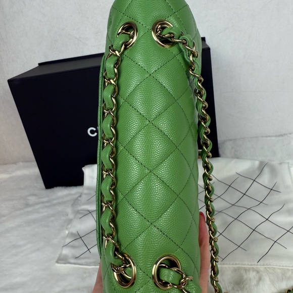 Chanel Green Caviar Small Classic Flap with Gold Hardware  Brand New - Picture 13 of 14
